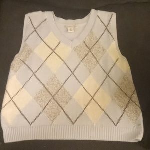 Semi cropped blue white and gray vest